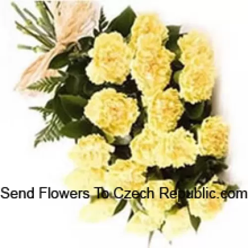 Bunch Of 19 Yellow Carnations With Seasonal Fillers