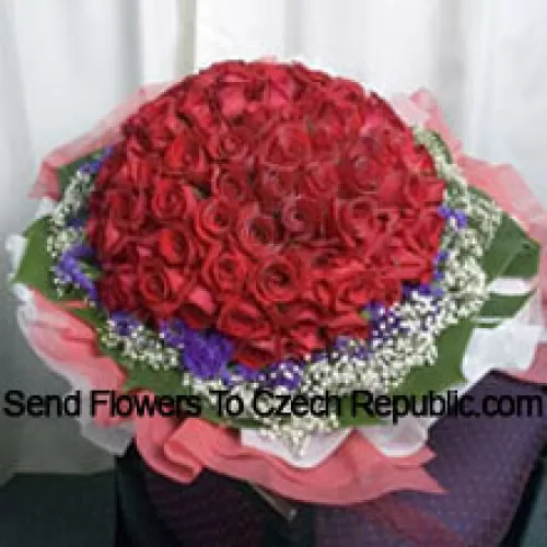 Bunch Of 101 Red Roses With Seasonal Fillers