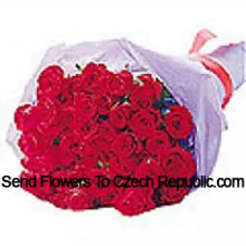Beautifully Wrapped Bunch Of 25 Red Roses